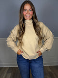Taupe fleece mock neck