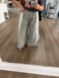Black & white striped pants with eyelet detail