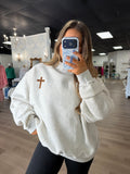 Cross / JESUS SAVES reversible mock neck