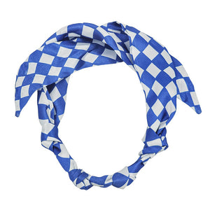 Blue and White Gameday Silk Knotted Scarf Necklace