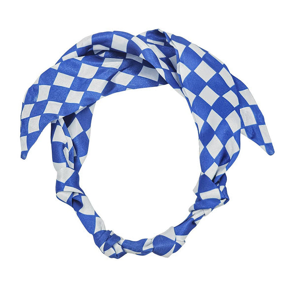 Blue and White Gameday Silk Knotted Scarf Necklace