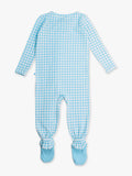 SoftSnooze™ Baby Cotton Modal Blue Breeze Gingham Footed One Piece Pajama: Blue / 0-3m