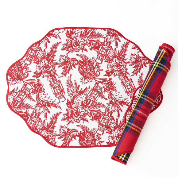 Nutcracker Toile Reversible Scalloped Placemat