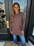 Brown heather hi low pocket sweater