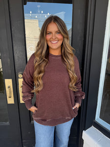 Mahogany mineral wash crewneck