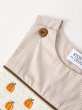 Halloween & Thanksgiving Pumpkin Smock Embroidered Boys Romper: 6M