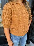 Camel cable knit sweater top