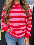 Red & pink stripe knit long sleeve