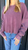 Dark cherry waffle knit top