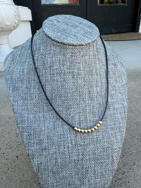 Black Cord Necklace with 5MM Beaded Accents