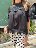 Black lace detail top