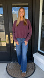 Dark cherry waffle knit top