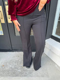 Black side slit flared dress pants