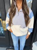 Grey blue colorblock sweatshirt