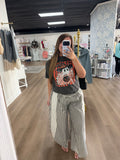 Black & white striped pants with eyelet detail