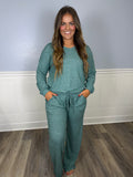 Buttery soft loose pant set- hunter green