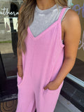 Pink ribbed jumpsuit