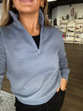 Dusty blue zip up fleece pullover