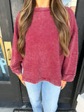 Cabernet high low ribbed top