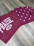 Praise God/ polka dot reversible crewneck