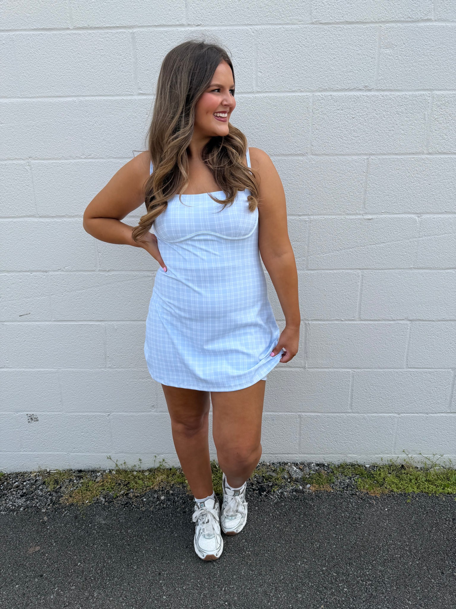 Blue gingham athletic dress