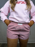 Red & white striped boxer shorts