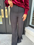 Black side slit flared dress pants