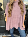 Mauve mock neck cape top