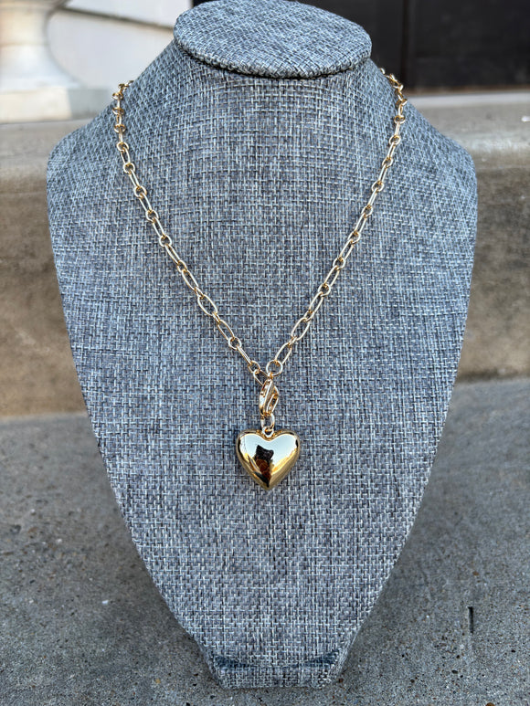 Gold chain with heart charm 20” necklace