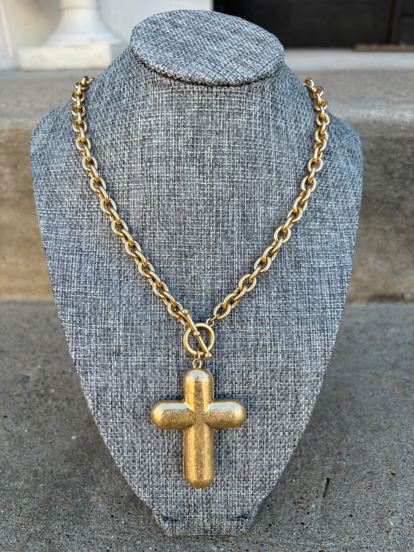 Gold chain with cross charm 20” necklace
