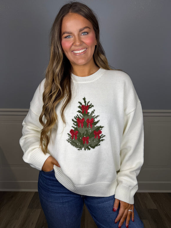 Off white Christmas tree sweater