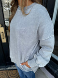 Grey acid wash pocket sweatshirt