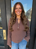 Brown waffle Henley