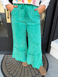 Wide leg French terry pants- Kelly green