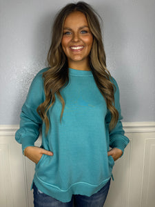 Turquoise pocket pullover