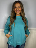Turquoise pocket pullover