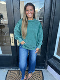 Raw hem sweatshirt- dark green