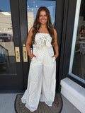 White polka dot jumpsuit