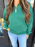 Hunter green half zip sweatshirt