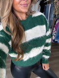 Green & cream stripe sweater