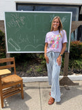 Striped wide leg pants- blue
