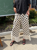 Cream & black elastic top pants