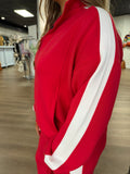 Scuba zip up jacket- red/cream