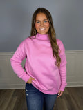 Rose red mock neck crewneck