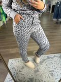 Grey leopard sweat pants