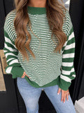 Green & White striped sweater