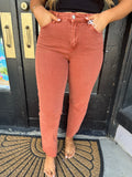 Rust high waist cropped straight pants