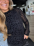 Black leopard mesh top