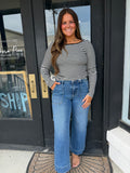 Black & white boat neck top