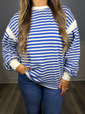 Blue & cream striped top